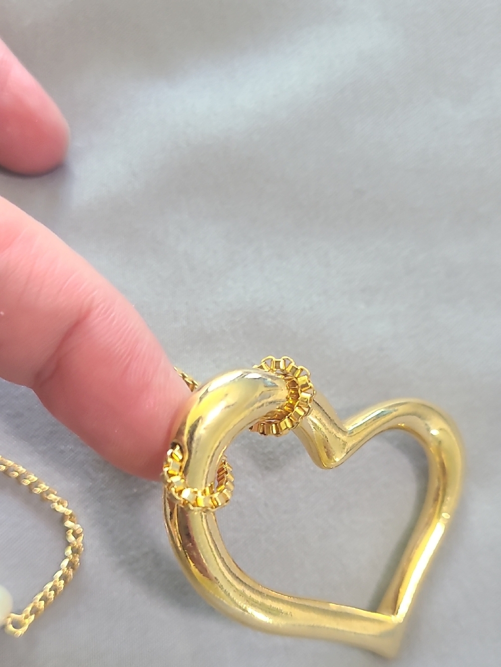 Gold-Tone Layered Heart Pendant Necklace with White Pearl Accents